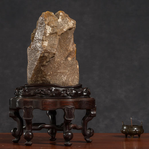 清	寿山石雕山水人物山子摆件（红木座） 商品图4