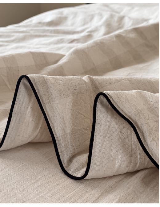 2025新款日式简约棉麻格纹空调被水洗棉麻夏凉被3件套 商品图4