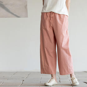 牧衣游原创 净色纯棉裤子女新品轻薄宽松显瘦百搭休闲九分裤 日游