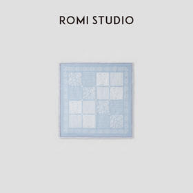 ROMI STUDIO“夏日清新”格纹印花撞色线全棉复古方巾 RWCSPR2695