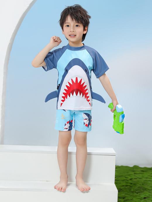 【夏日必备🌊】男童防晒泳衣套装🔥UPF50+全方位防护，速干透气还送泳帽！宝妈们抢疯了💥儿童分体泳衣 男童短袖防晒速干游泳套装 宝宝潜水服冲浪 UPF防晒泳衣 商品图2