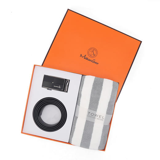 美都袋鼠/MDKANGROO男士自动扣皮带毛巾礼盒套装MD90003-2A 商品图3