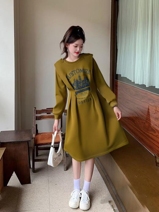 双十二福利！【诗铭洛可】W914 印花卫衣裙长袖压褶连衣裙 商品图4