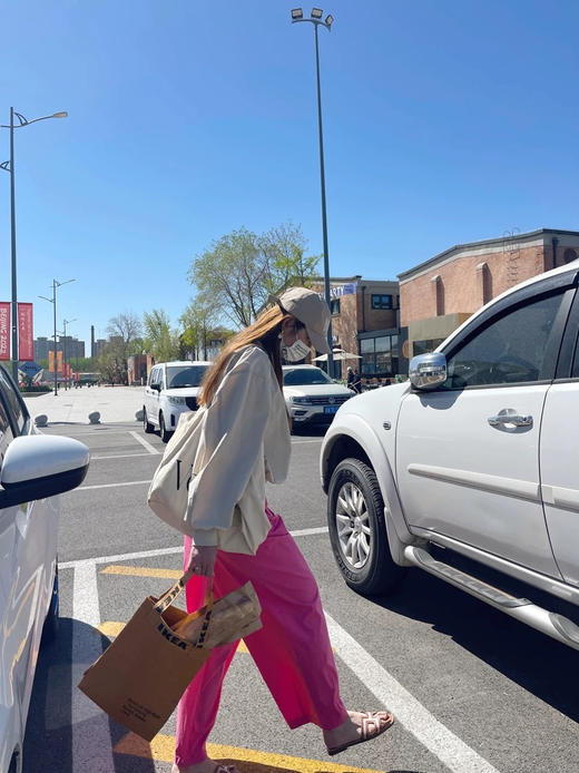 夸张梅子红苎麻阔腿裤奶奶裤 商品图6