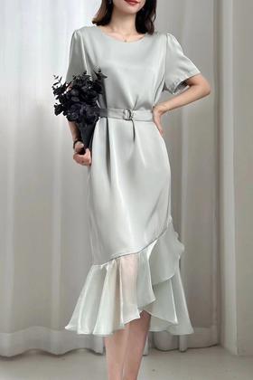 Le Malene 浪漫优雅光泽感拼接式连衣裙 20305