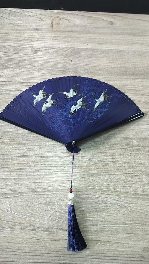 祥云瑞鹤竹折叠扇子 商品图0