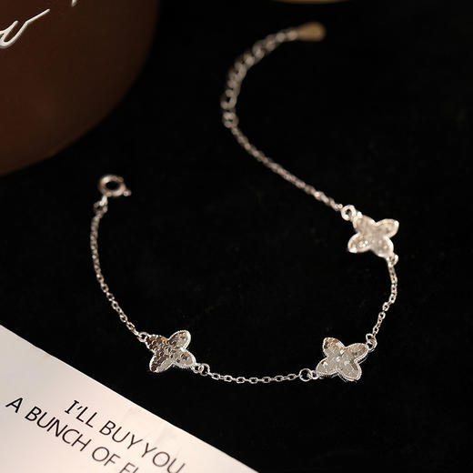 【冰雪四叶】925纯银四叶草爆闪碎冰冰手链【BF-BRS3255】 商品图0