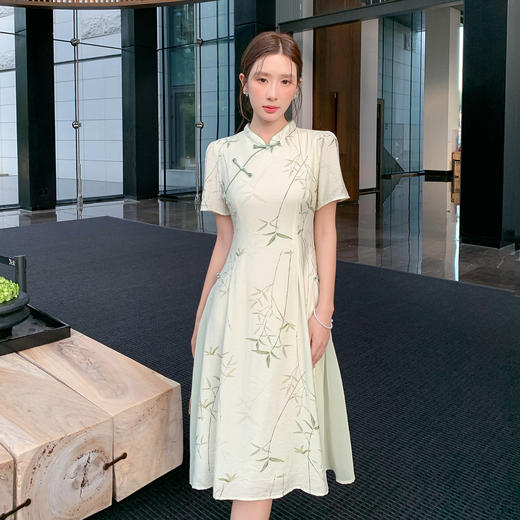 奢姿大码女装2025夏季气质立领拼接连衣裙胖妹妹改良旗袍时尚裙子9952853275 商品图4