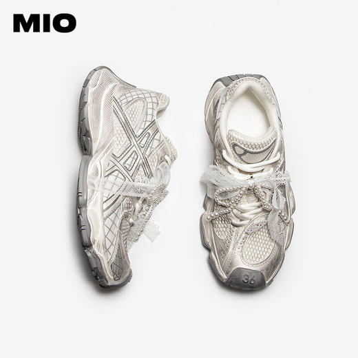MIO米奥老爹鞋做旧复古脏脏鞋珍珠蕾丝鞋带运动鞋女M254586225 商品图3