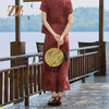 佐尔美夏季新款优雅新中式国风100%桑蚕丝半身莨绸长裙女M52QS47 商品缩略图4