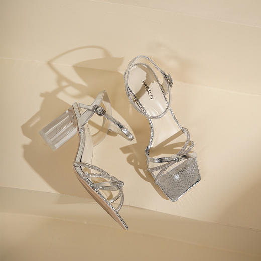 Westory2025年夏季高跟烫钻凉鞋露趾凉鞋宴会鞋S25BG62311 商品图3