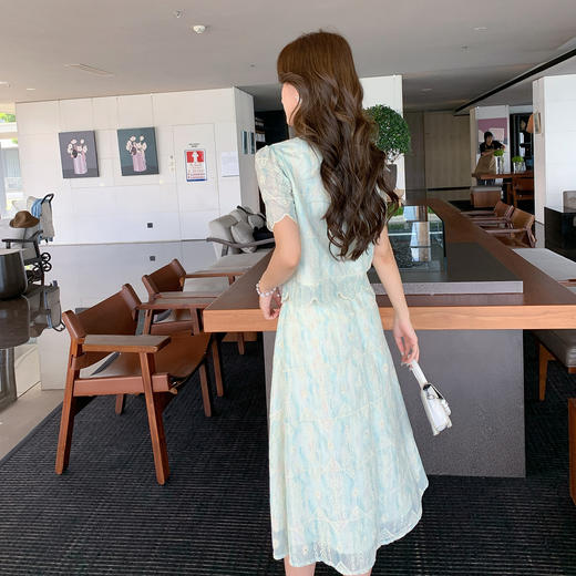 奢姿大码女装夏季波西米亚V领两件套胖妹妹假口袋时尚套装9952922062 商品图3