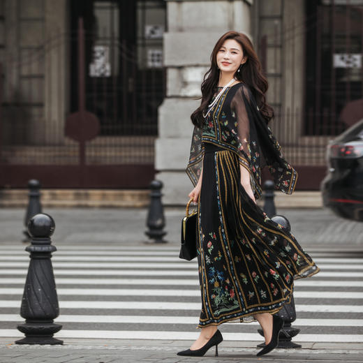 【林栖设计小店】马面裙真丝衫国风宽松2025夏季新款披肩女T1952529 商品图1