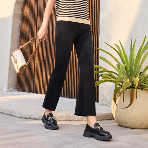 半身缘女裤 夏季流行柔弹舒适喇叭裤牛仔裤252102M30102777 商品图2