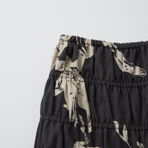 ROMI STUDIO“复古优雅” 亚麻莱赛尔黑底杏花长款半身裙RWCRXL3430 商品图2