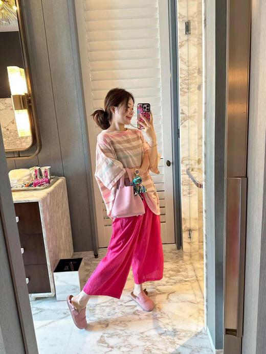 梅子色苎麻裤（锁 商品图0