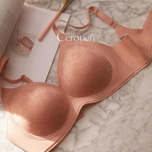 Cerotich小苍兰植绒条蕾丝软支撑内衣女士同款轻薄透气无痕文胸罩 商品图2
