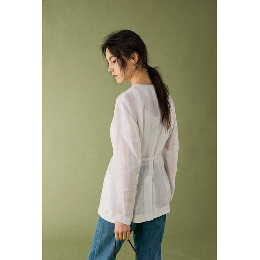 【云隙】亚麻西装外套女夏季法式慵懒感防晒衫休闲薄上衣 商品图3