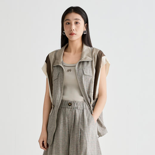 谜底外套无袖女2025夏新品复古风度假大廓形H型中长外套252MW0598 商品图0