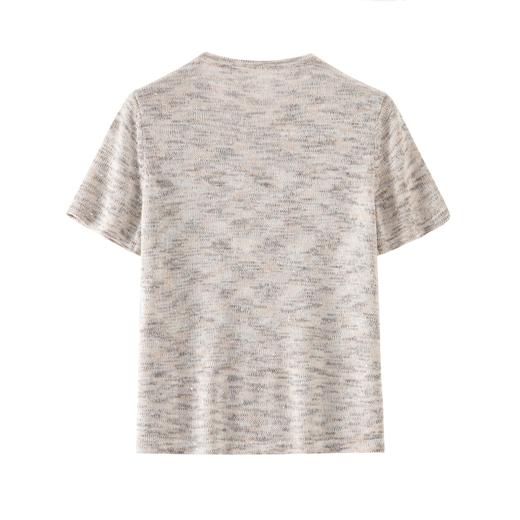 「K」洛诗琳45055设计感珠片纱上衣2025夏季新款棉麻抽绳T恤10360 商品图1