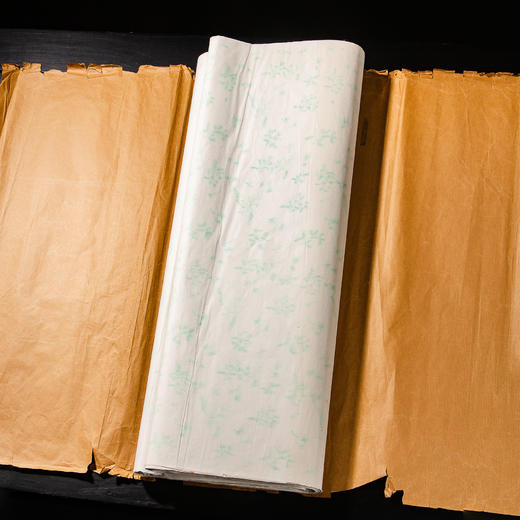 80年代天津杨柳青画店制木版水印草叶纹大画笺（单张） 商品图2