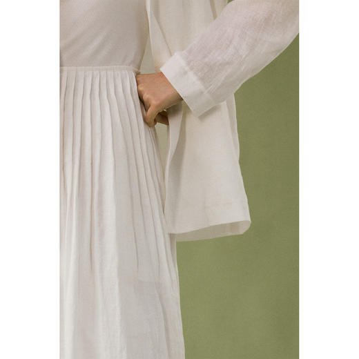 【风之褶皱】白色苎麻半身裙女夏季高腰显瘦气质百褶裙子 商品图1