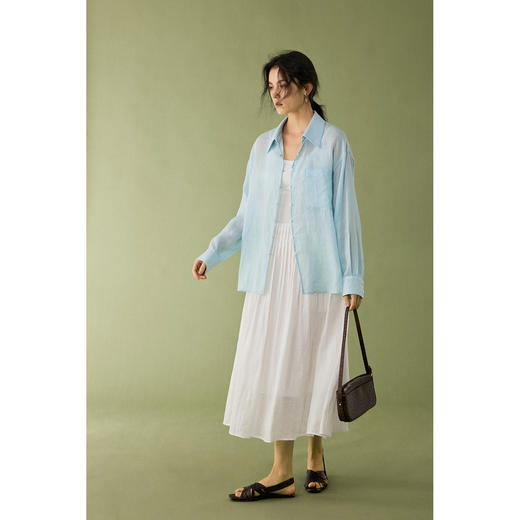 【潮汐备忘录】苎麻衬衫女夏季宽松薄款衬衣休闲防晒上衣 商品图3