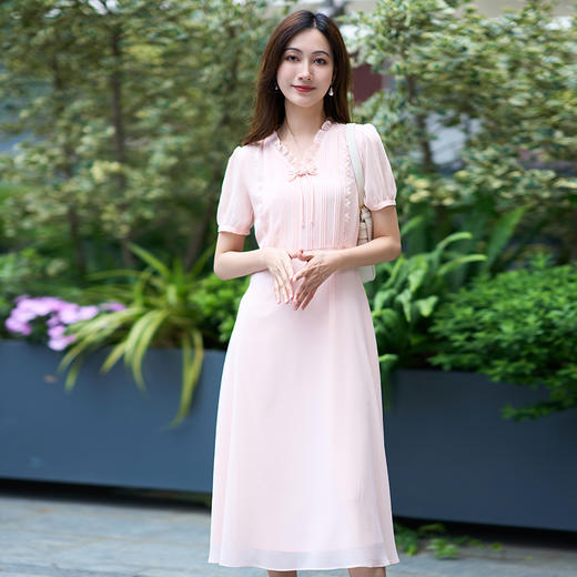 【精致木耳领法式a字连衣裙】EITIE爱特爱2025夏季新款气质薄纱裙B2507704 商品图5