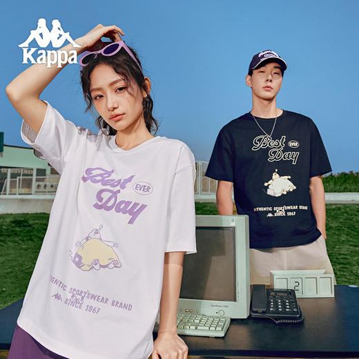 【萌宠生活睡过】Kappa卡帕夏季新款情侣t恤纯棉运动短袖上衣女款 商品图2