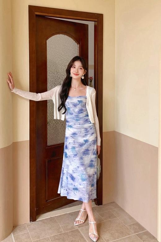 SUMMER & SAGE 法式蓝色度假风吊带裙开衫套装 20301 商品图0