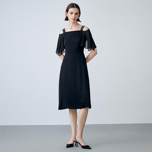 EITIE爱特爱夏季新款气质时尚通勤露肩显瘦修身连衣裙女裙7807523 商品图1