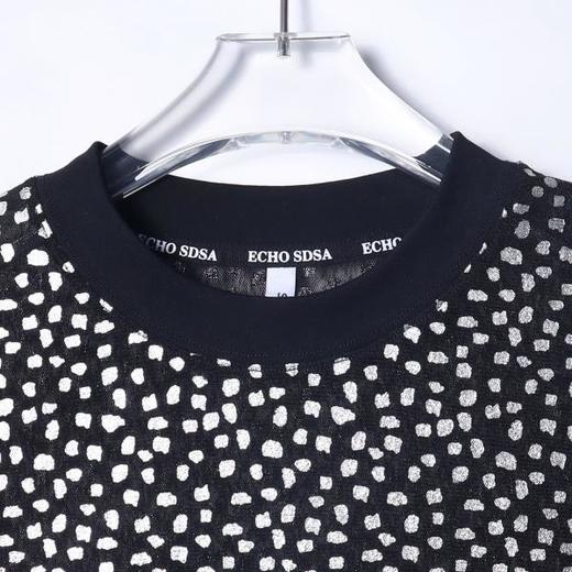 T3746夏季高级感新款男士韩系撞色满印图案短袖T恤潮流宽松圆领上衣 商品图2