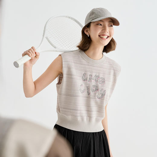 谜底针织衫无袖女2025夏季新品复古文艺宽松H型短上衣252MZ0877 商品图0