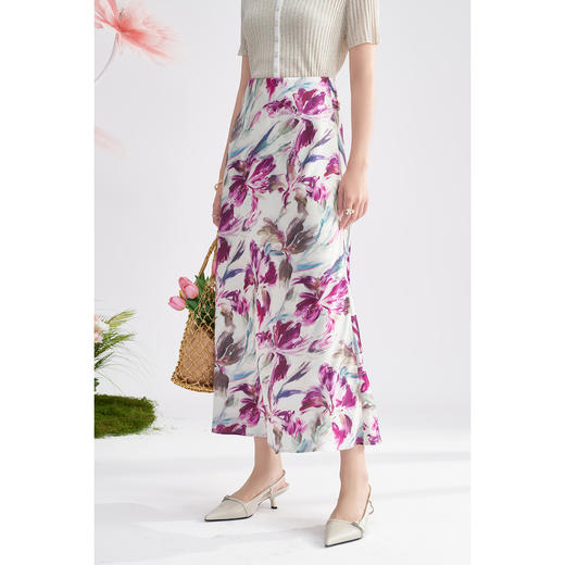 剩S/M 米思阳2025夏季新款知性优雅半裙浪漫风印花半身裙女2055 商品图3