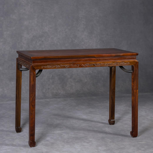 清	红木束腰霸王枨马蹄腿螭龙纹条桌 商品图0