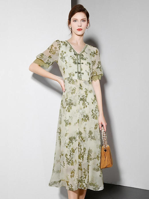 全新升级【铂金会员257/天猫339/差价82】(35635)洛诗琳印花连衣裙夏女2025新款高级漂亮好看时尚气质休闲女装裙子 商品图3