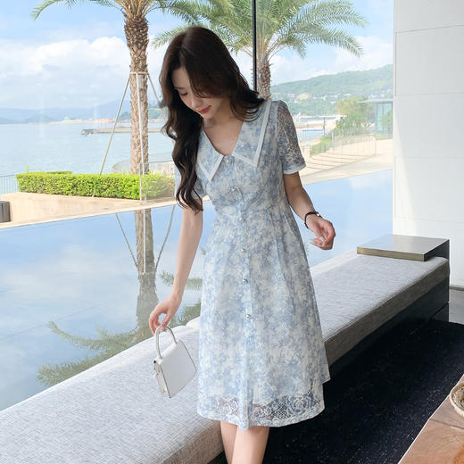 【清仓超15天不保价】奢姿大码女装2025夏季POLO领气质连衣裙胖妹妹印花设计时尚裙子9952890466【1】 商品图1