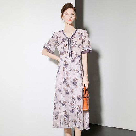 全新升级【铂金会员257/天猫339/差价82】(35635)洛诗琳印花连衣裙夏女2025新款高级漂亮好看时尚气质休闲女装裙子 商品图0