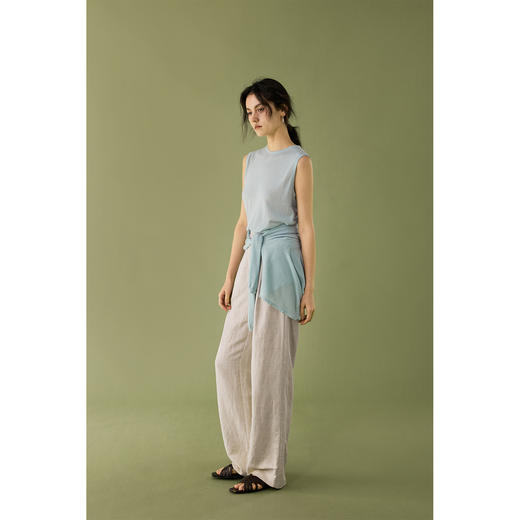 【日光织物】天丝亚麻针织开衫女夏季法式吊带背心套装 商品图2