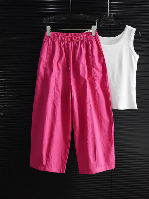 夸张梅子红苎麻阔腿裤奶奶裤 商品图10