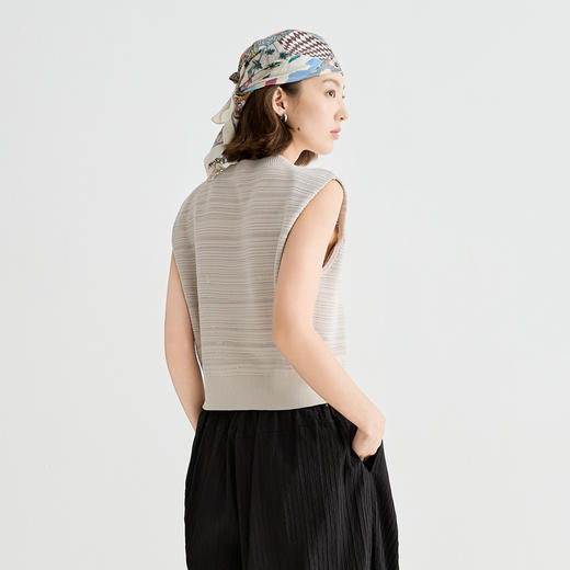 谜底针织衫无袖女2025夏季新品复古文艺宽松H型短上衣252MZ0877 商品图2