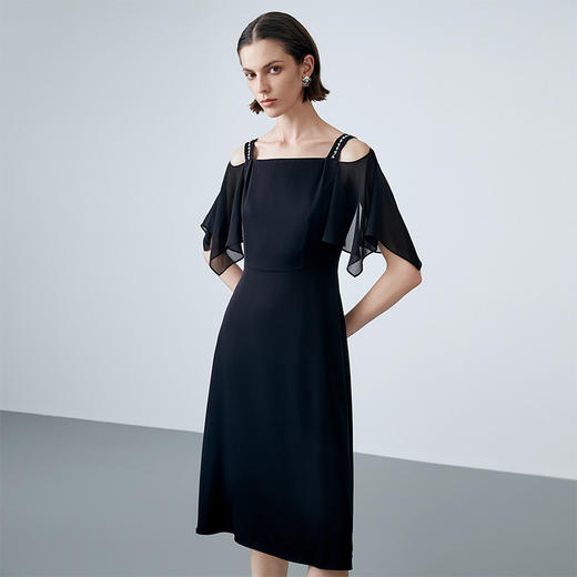 EITIE爱特爱夏季新款气质时尚通勤露肩显瘦修身连衣裙女裙7807523 商品图3