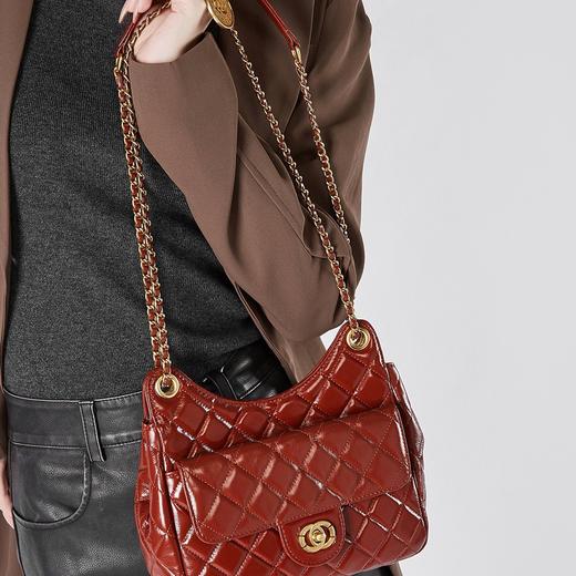 【预售3天】小香风包包女2025新款菱格链条腋下包高级感流浪包单肩斜挎包D2856 商品图1