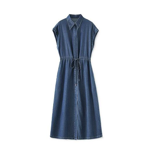 【高货wl】全新升级【铂金会员339/天猫459/差价120】(12128)洛诗琳2025垂感牛仔翻领抽绳系带收腰显瘦柔软舒适连衣裙 商品图4