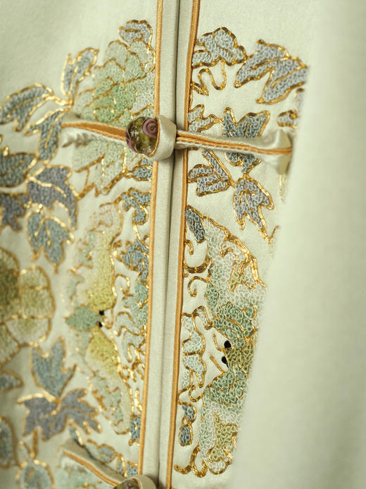 盛唐牡丹大师系列| 重工盘金团花外套-黄绿 商品图3