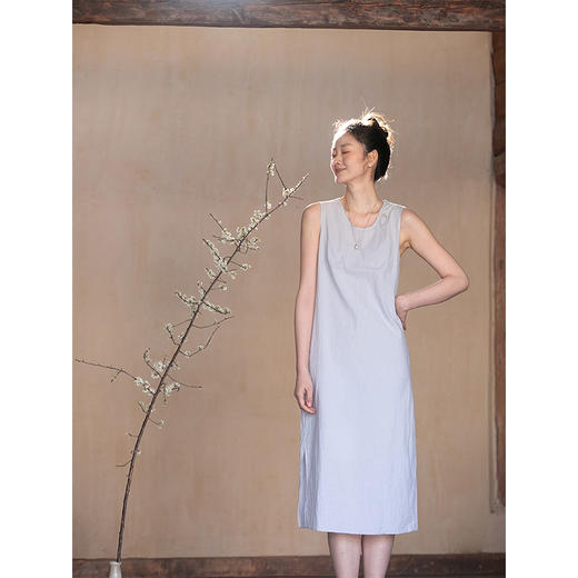 牧衣游原创 60支纯棉手绣无袖背心连衣裙女 紫霞【不支持会员折】 商品图1