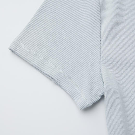 ROMI STUDIO“简约清新”浅蓝弹力罗纹修身圆领短袖T恤 RWCRSJ1973 商品图3