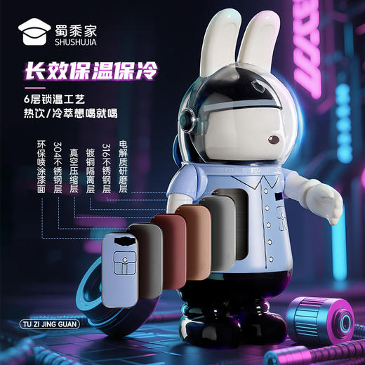 【实付满199送钥匙扣】【兔子J官保温杯】可定制杯子创意儿童保温/保冷杯便携吸管喝水杯节日送礼礼品 商品图5