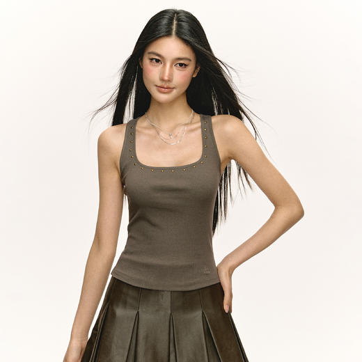 Ariseism美式复古辣妹修身设计感工字背心女夏季新款显瘦打底上衣 商品图0