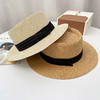 法式平顶遮阳草帽子女新款草编帽夏季海边度假防紫外线沙滩太阳帽 商品缩略图0